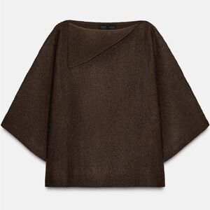 Zara Dark Brown Asymmetrical Top